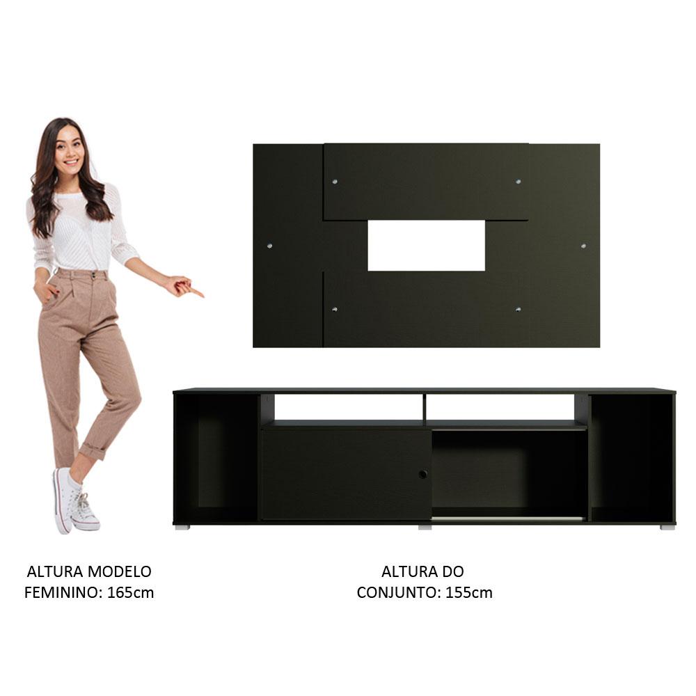 Rack Madesa Cancun e Painel para TV até 58 Polegadas - Preto