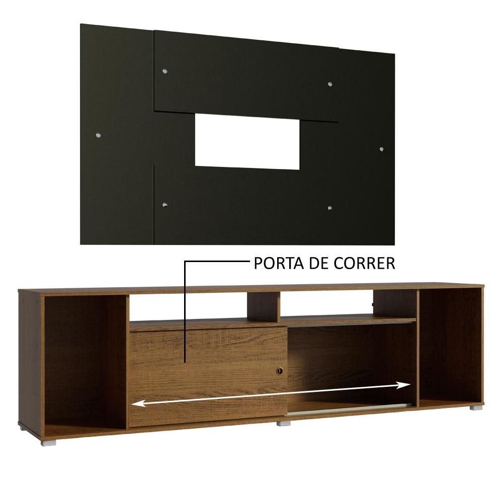 Rack Madesa Cancun e Painel para TV até 58 Polegadas - Rustic/Preto 5Z8N