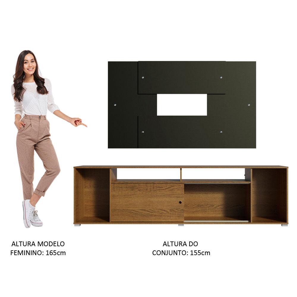 Rack Madesa Cancun e Painel para TV até 58 Polegadas - Rustic/Preto 5Z8N