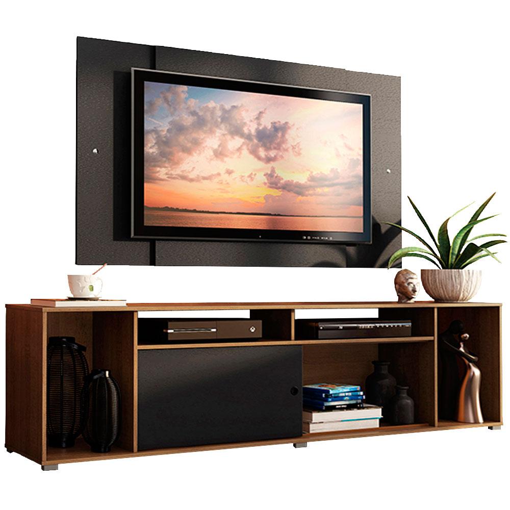 Rack Madesa Cancun e Painel para TV até 58 Polegadas - Rustic/Preto 7K8N