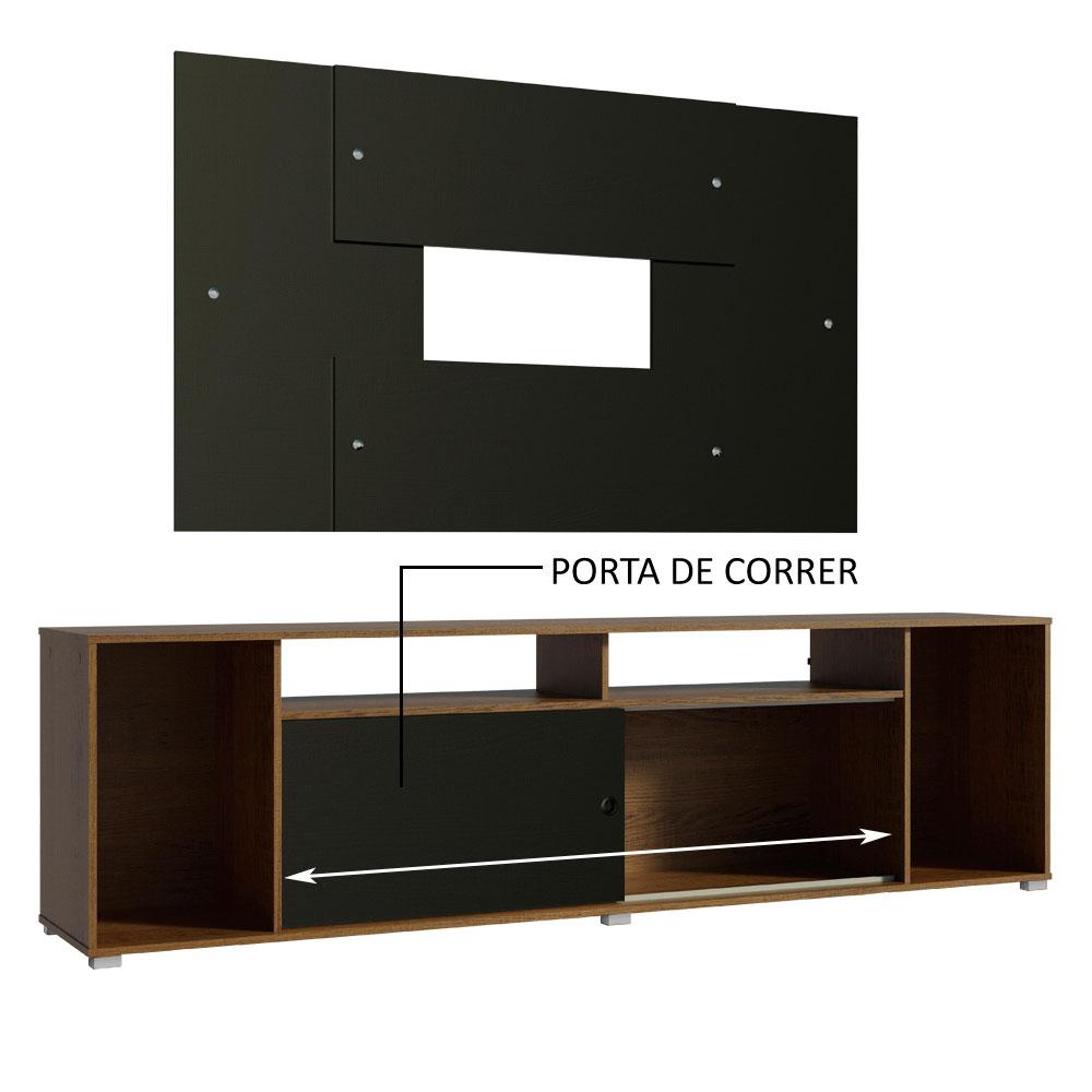 Rack Madesa Cancun e Painel para TV até 58 Polegadas - Rustic/Preto 7K8N