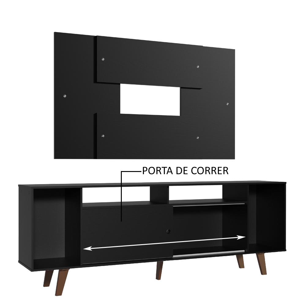 Rack Madesa Cancun e Painel para TV até 58 Polegadas com Pés - Preto 8ND8