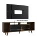 Rack Madesa Cancun e Painel para TV até 58 Polegadas com Pés - Preto/Rustic 7KD8