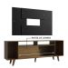 Rack Madesa Cancun e Painel para TV até 58 Polegadas com Pés - Rustic/Preto 5ZD8