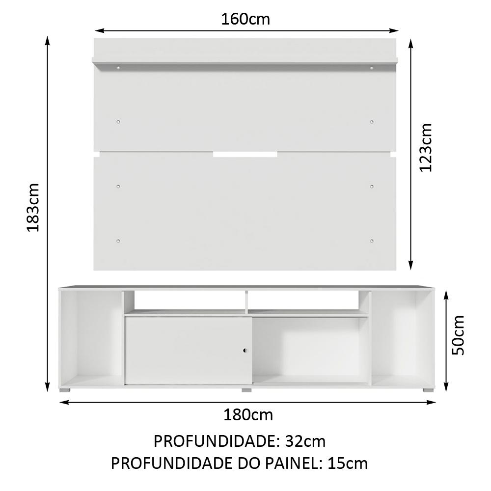 Rack Madesa Cancun e Painel para TV até 65 Polegadas - Branco