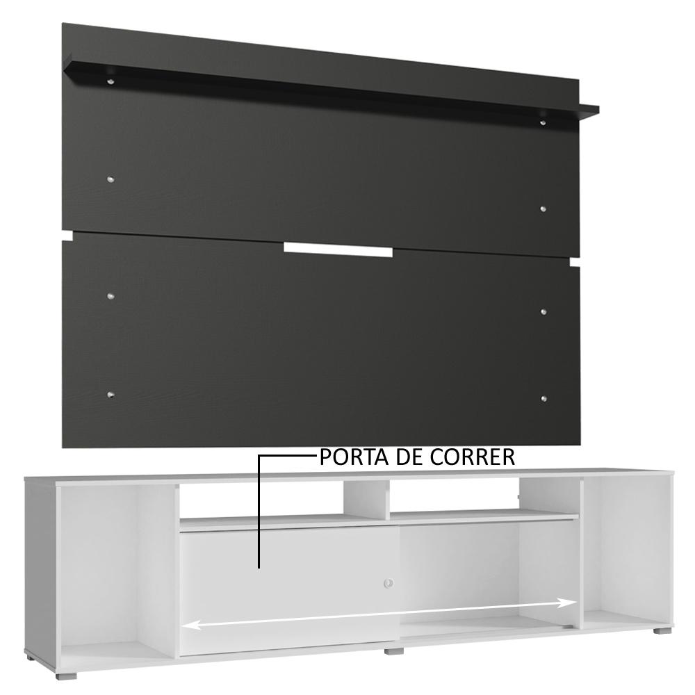 Rack Madesa Cancun e Painel para TV até 65 Polegadas - Branco/Preto