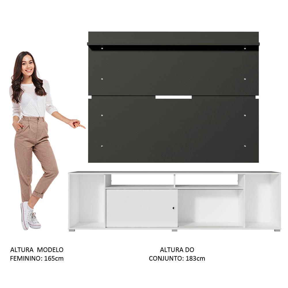 Rack Madesa Cancun e Painel para TV até 65 Polegadas - Branco/Preto