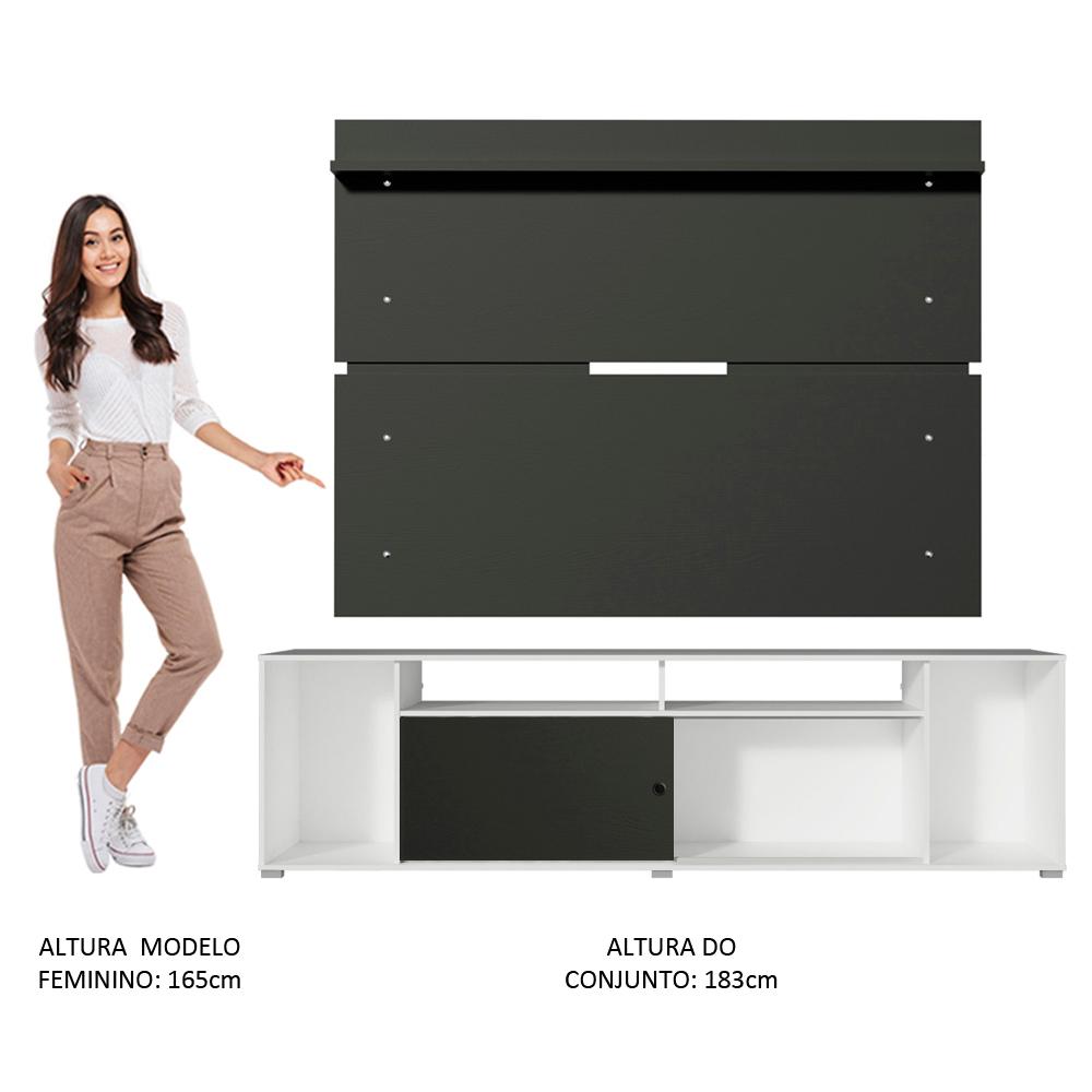 Rack Madesa Cancun e Painel para TV até 65 Polegadas - Branco/Preto/Preto