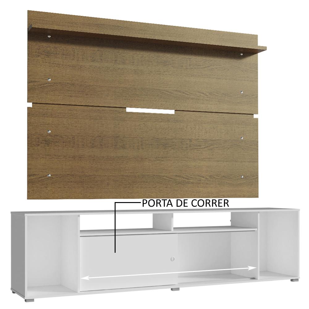 Rack Madesa Cancun e Painel para TV até 65 Polegadas - Branco/Rustic