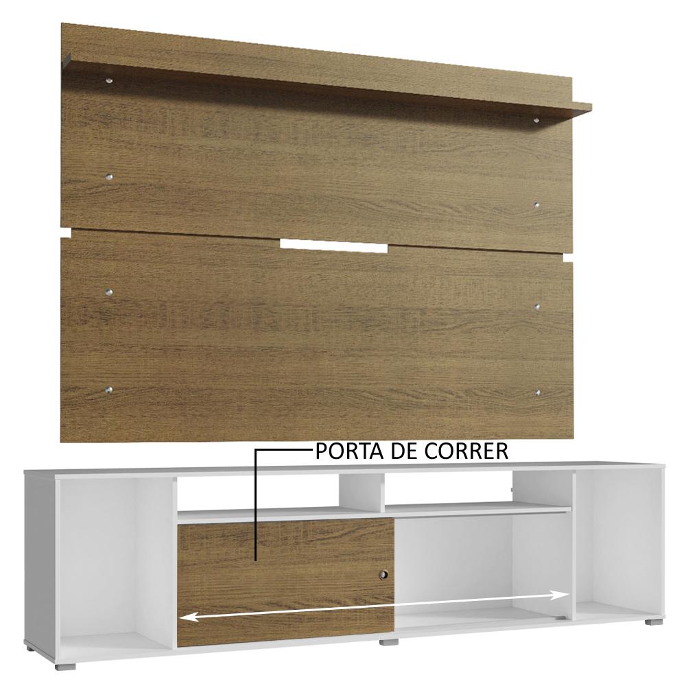 Rack Madesa Cancun e Painel para TV até 65 Polegadas - Branco/Rustic/Rustic