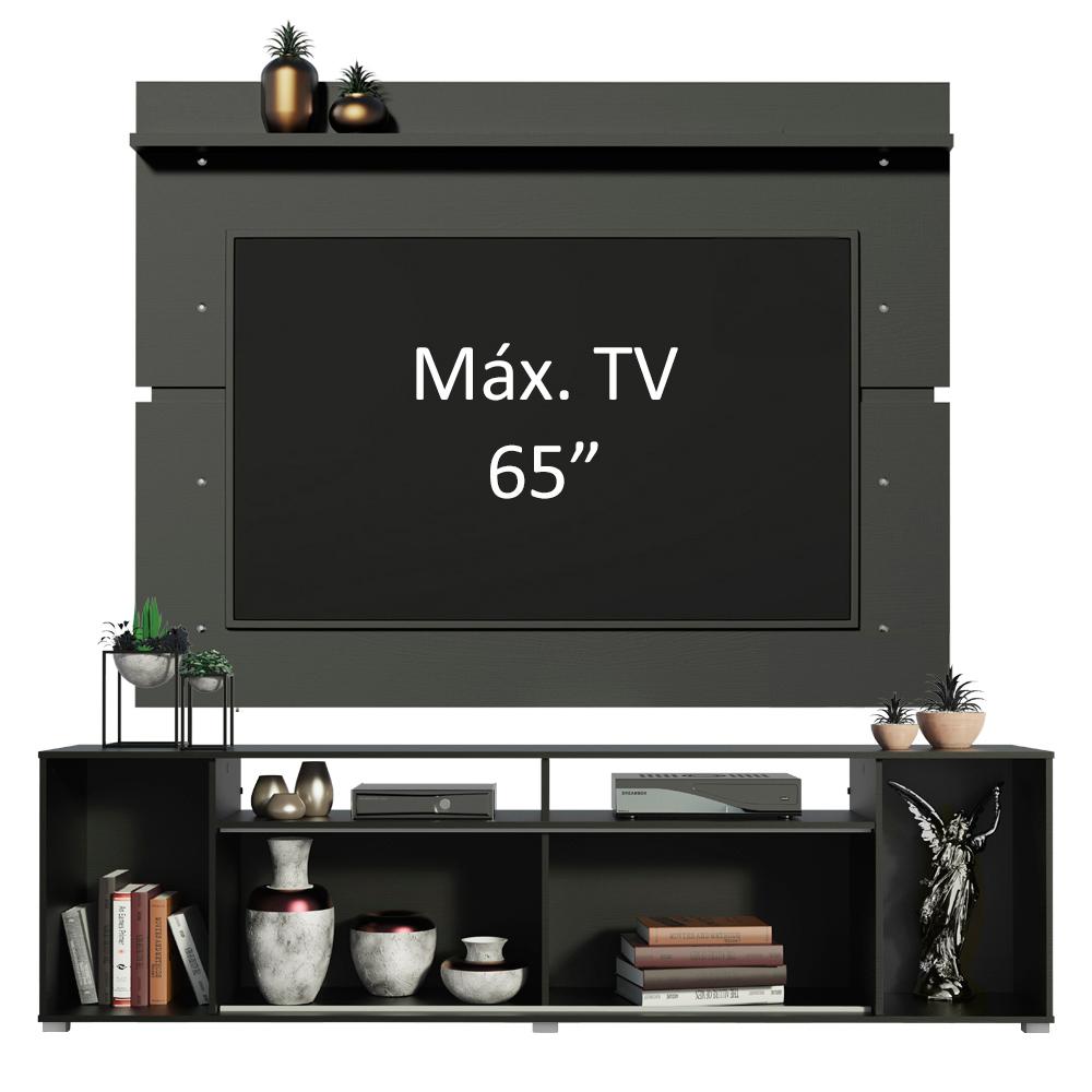 Rack Madesa Cancun e Painel para TV até 65 Polegadas - Preto