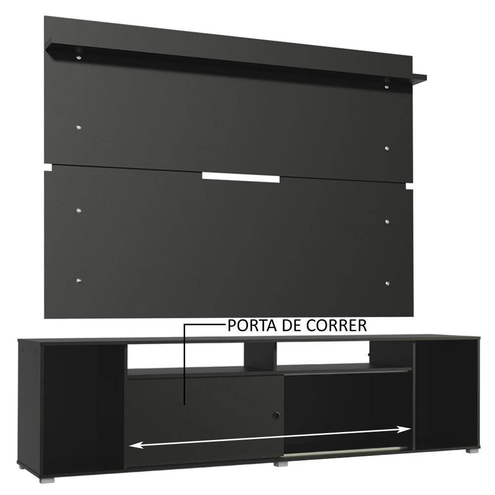 Rack Madesa Cancun e Painel para TV até 65 Polegadas - Preto