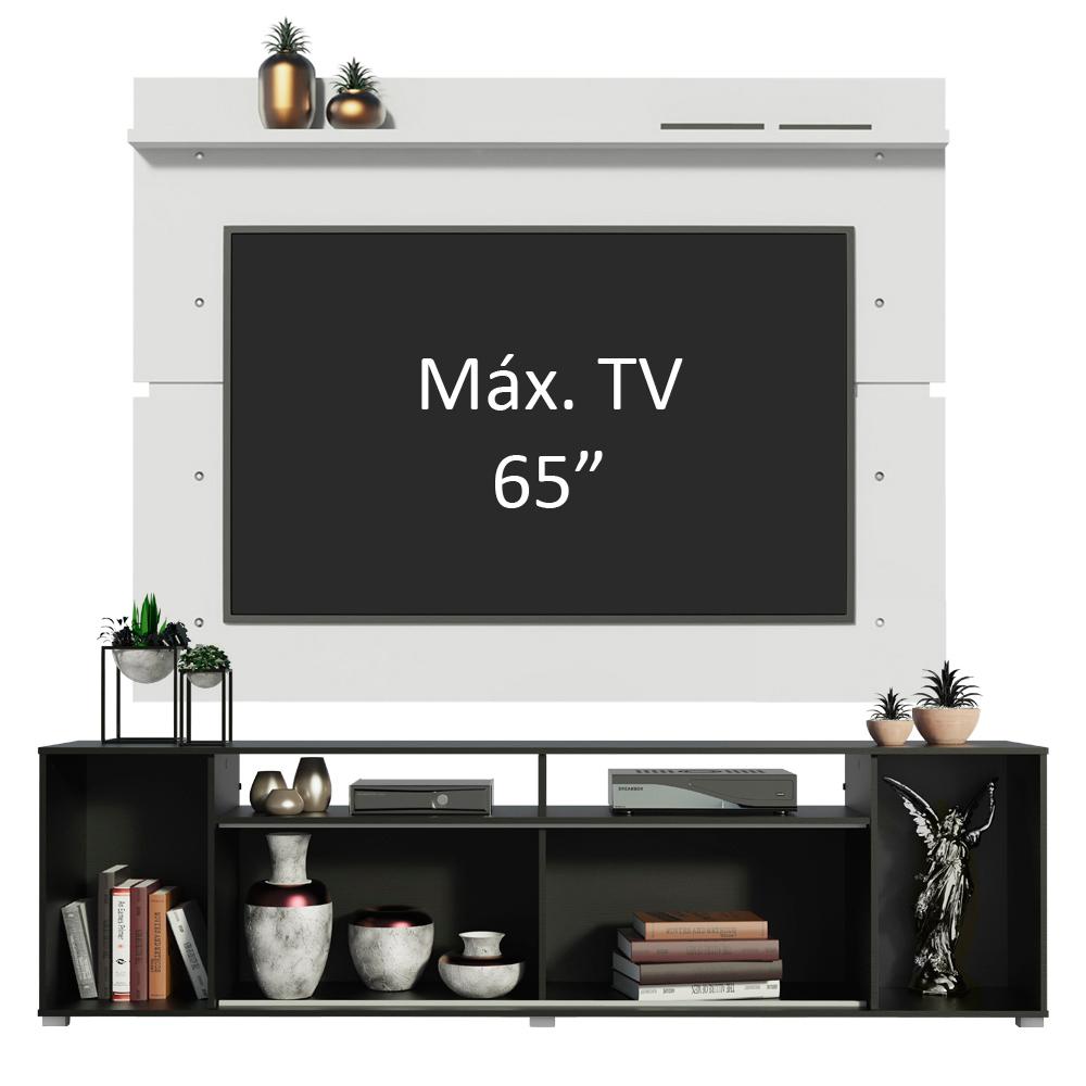 Rack Madesa Cancun e Painel para TV até 65 Polegadas - Preto/Branco