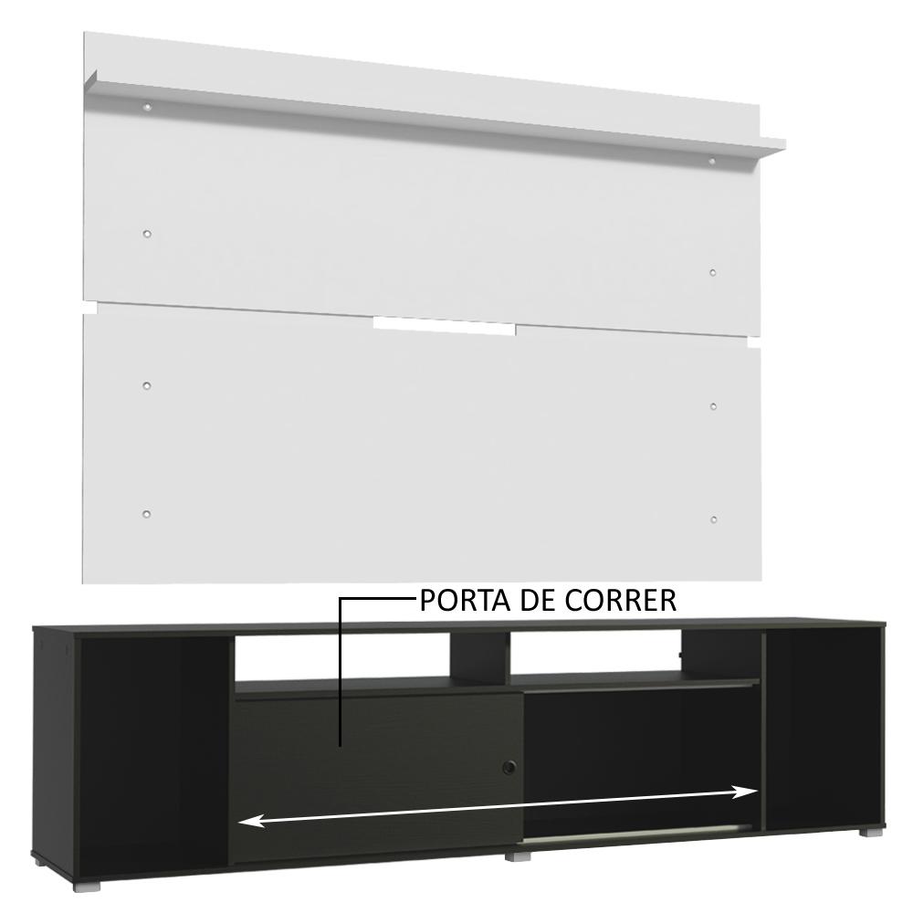 Rack Madesa Cancun e Painel para TV até 65 Polegadas - Preto/Branco