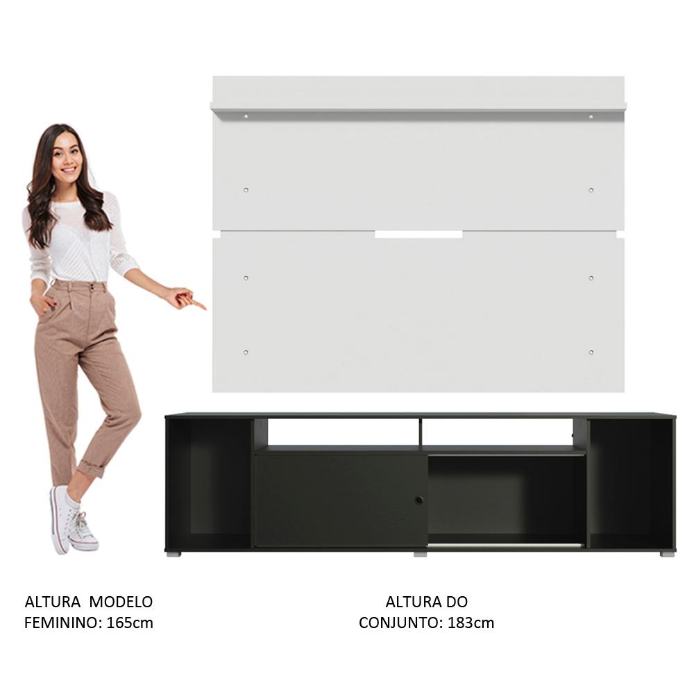 Rack Madesa Cancun e Painel para TV até 65 Polegadas - Preto/Branco