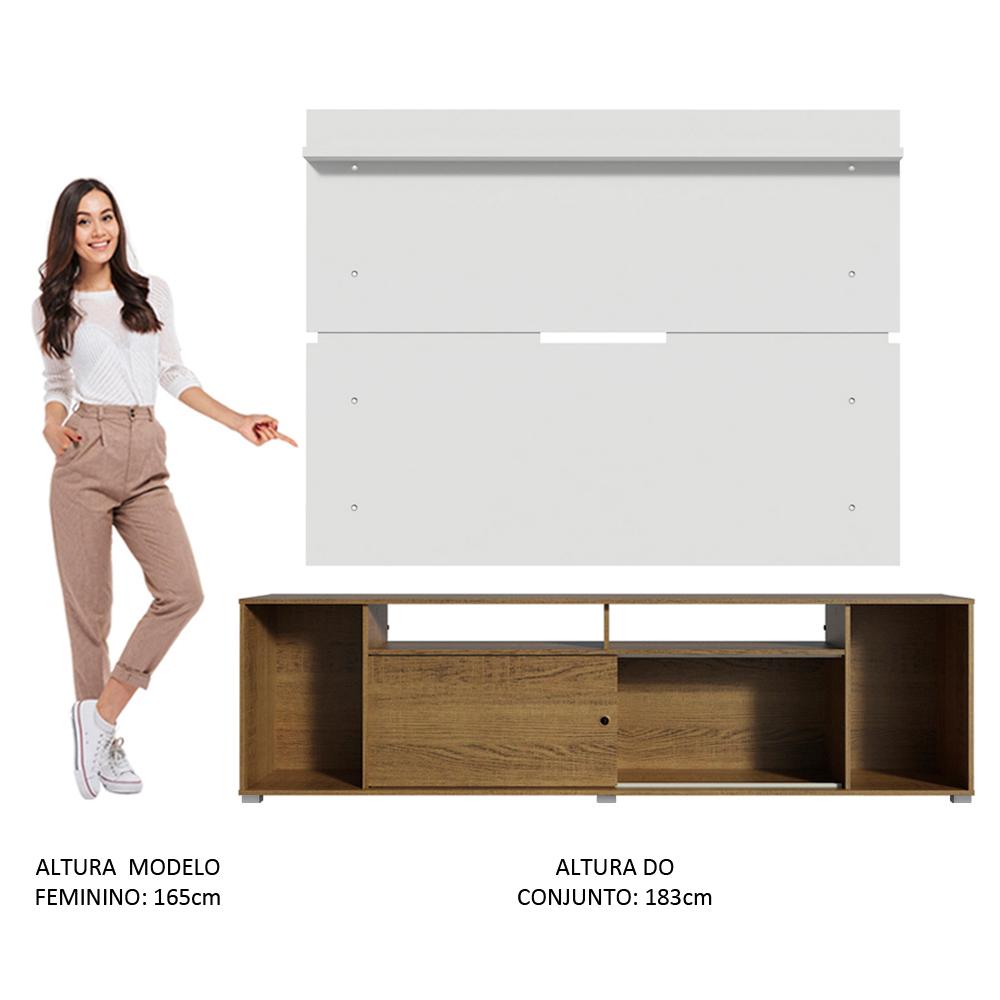 Rack Madesa Cancun e Painel para TV até 65 Polegadas - Rustic/Branco
