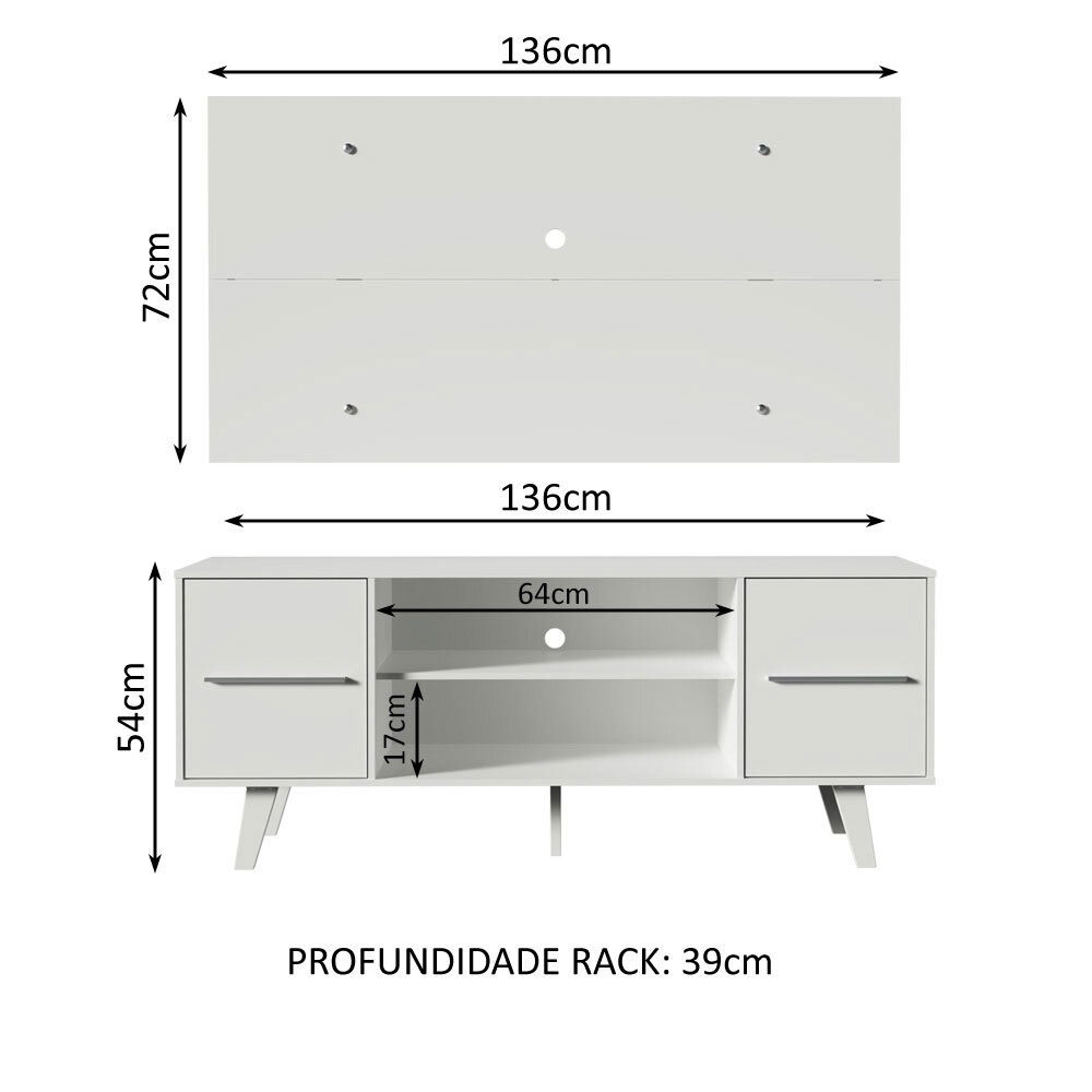 Rack Madesa Copenhagen e Painel para TV até 55 Polegadas