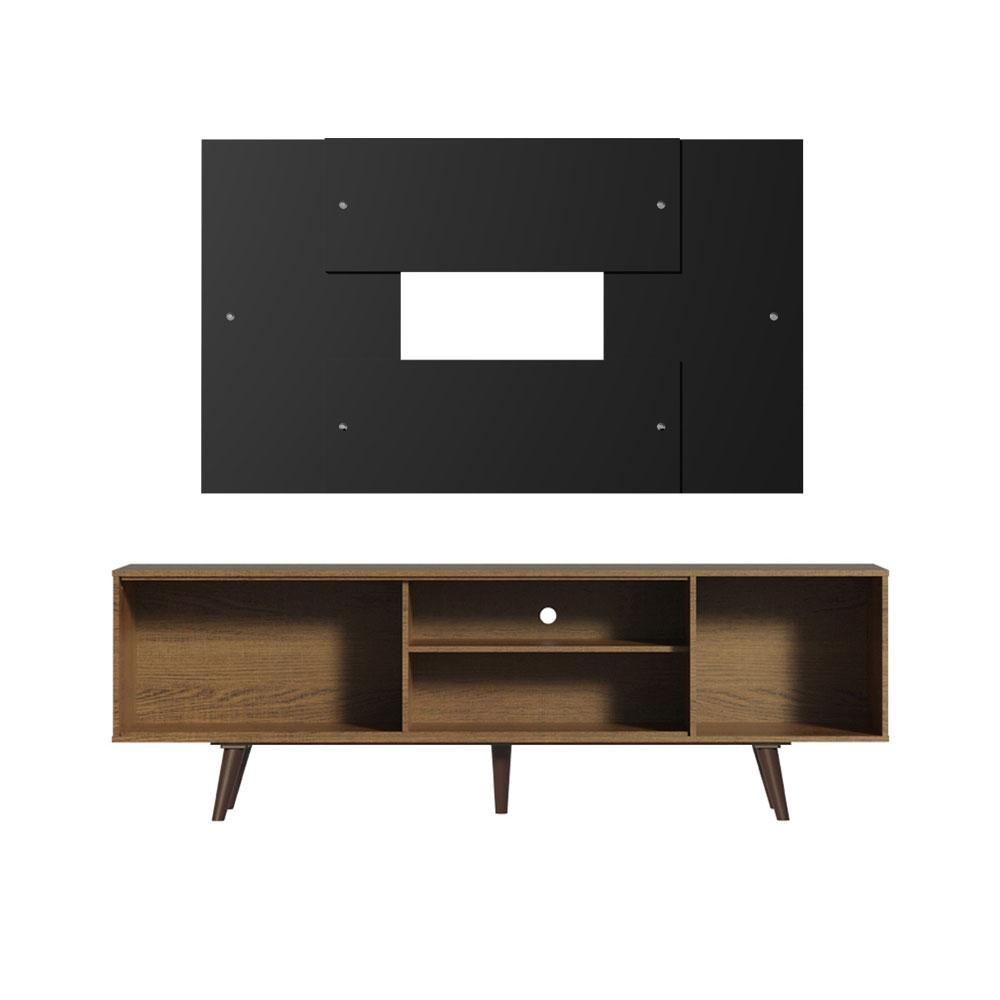 Rack Madesa Dubai com Pés e Painel para TV até 58 Polegadas - Rustic/Preto 5ZD8