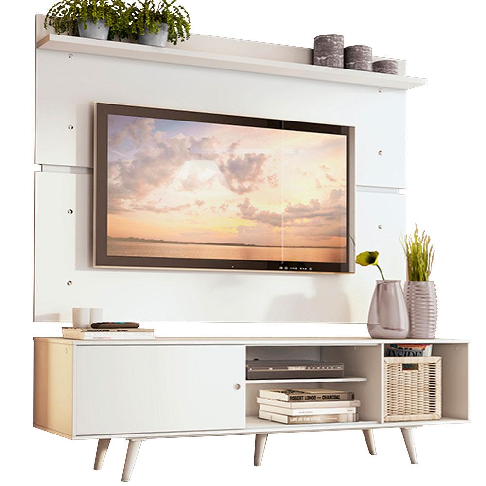 Rack Madesa Dubai e Painel para TV até 65 Polegadas com Pés - Branco