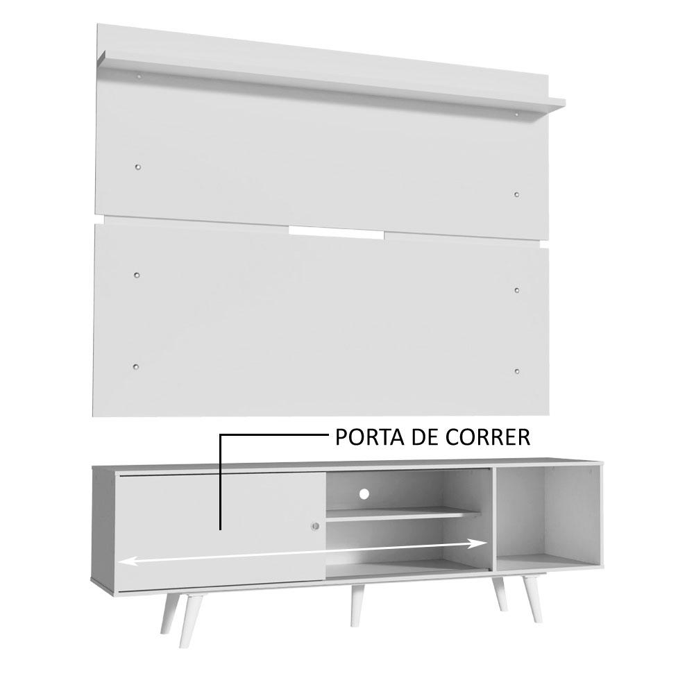 Rack Madesa Dubai e Painel para TV até 65 Polegadas com Pés - Branco