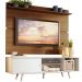 Rack Madesa Dubai e Painel para TV até 65 Polegadas com Pés - Branco/Rustic 096E