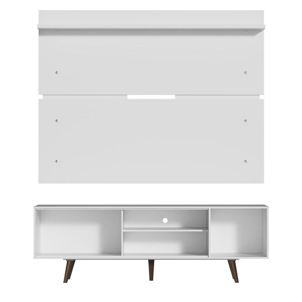 Rack Madesa Dubai e Painel para TV até 65 Polegadas com Pés - Branco/Rustic