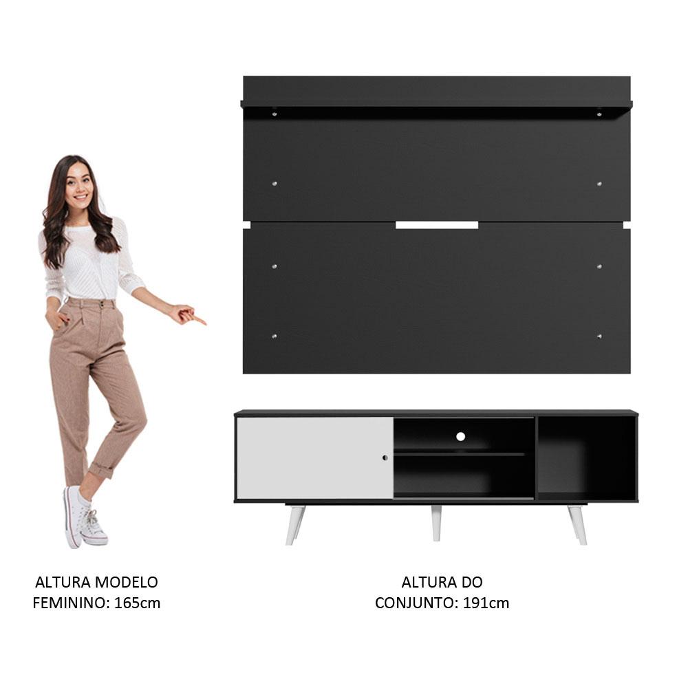 Rack Madesa Dubai e Painel para TV até 65 Polegadas com Pés - Preto/Branco 7777