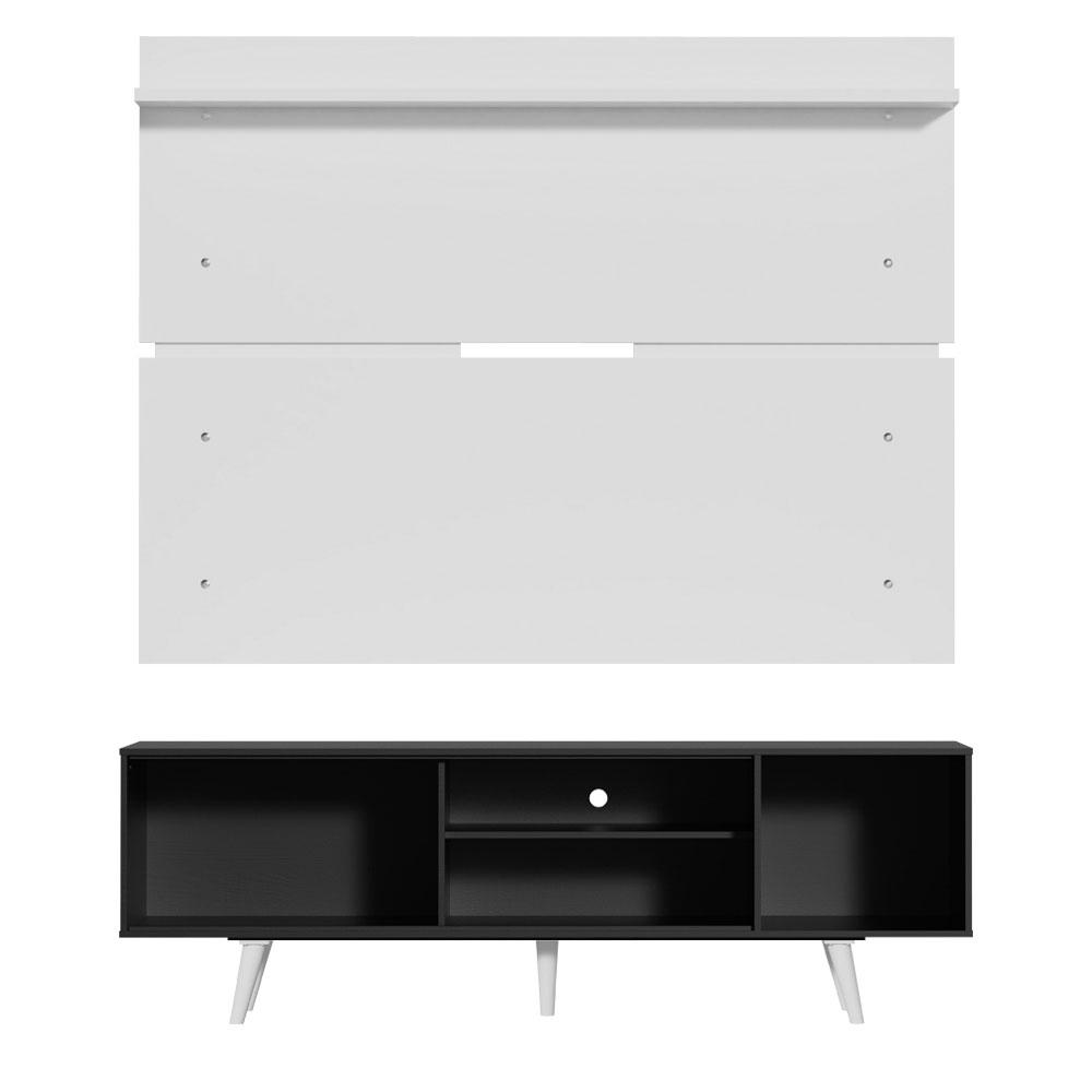 Rack Madesa Dubai e Painel para TV até 65 Polegadas com Pés - Preto/Branco 8N09