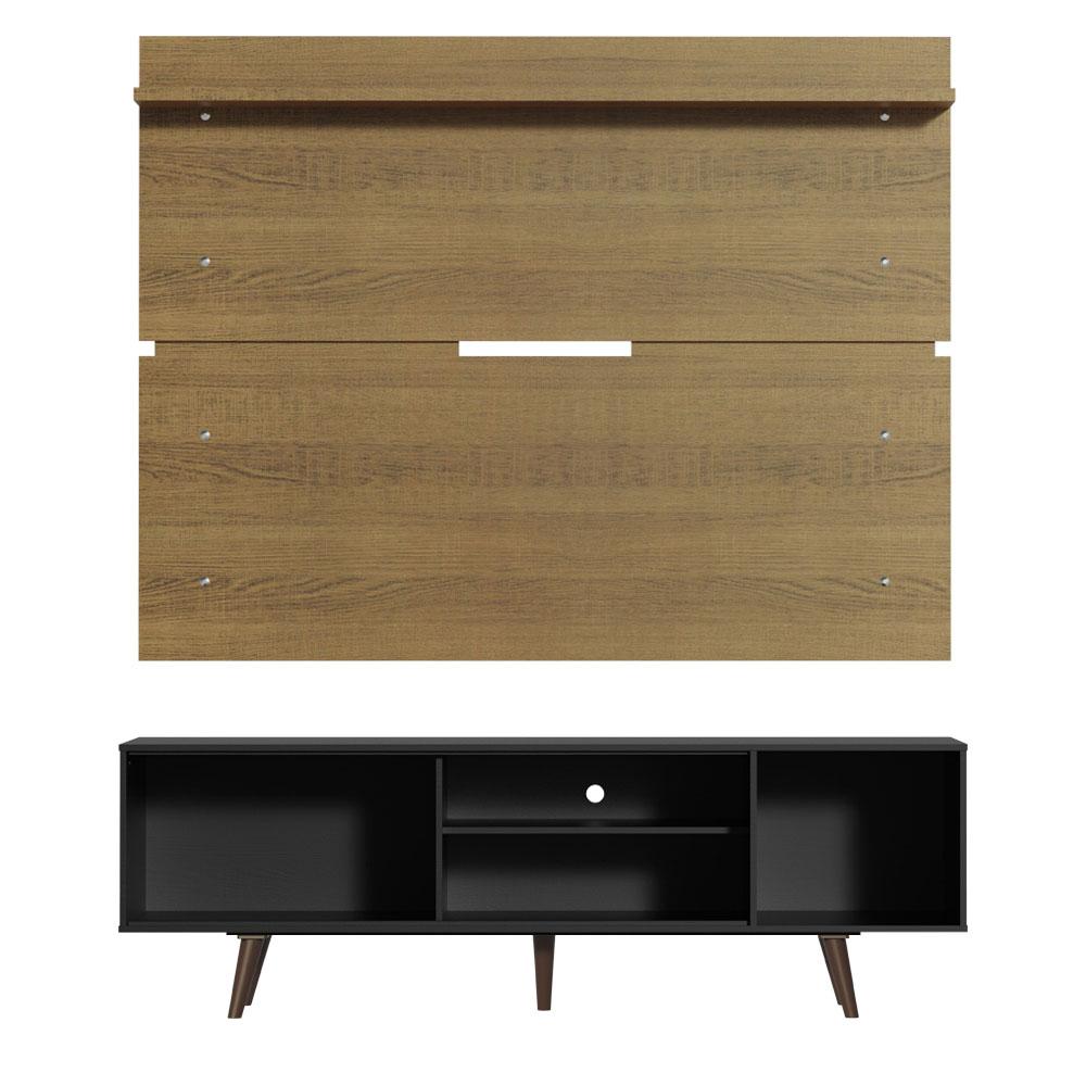 Rack Madesa Dubai e Painel para TV até 65 Polegadas com Pés - Preto/Rustic 8N5Z