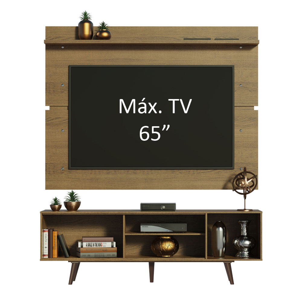 Rack Madesa Dubai e Painel para TV até 65 Polegadas com Pés - Rustic