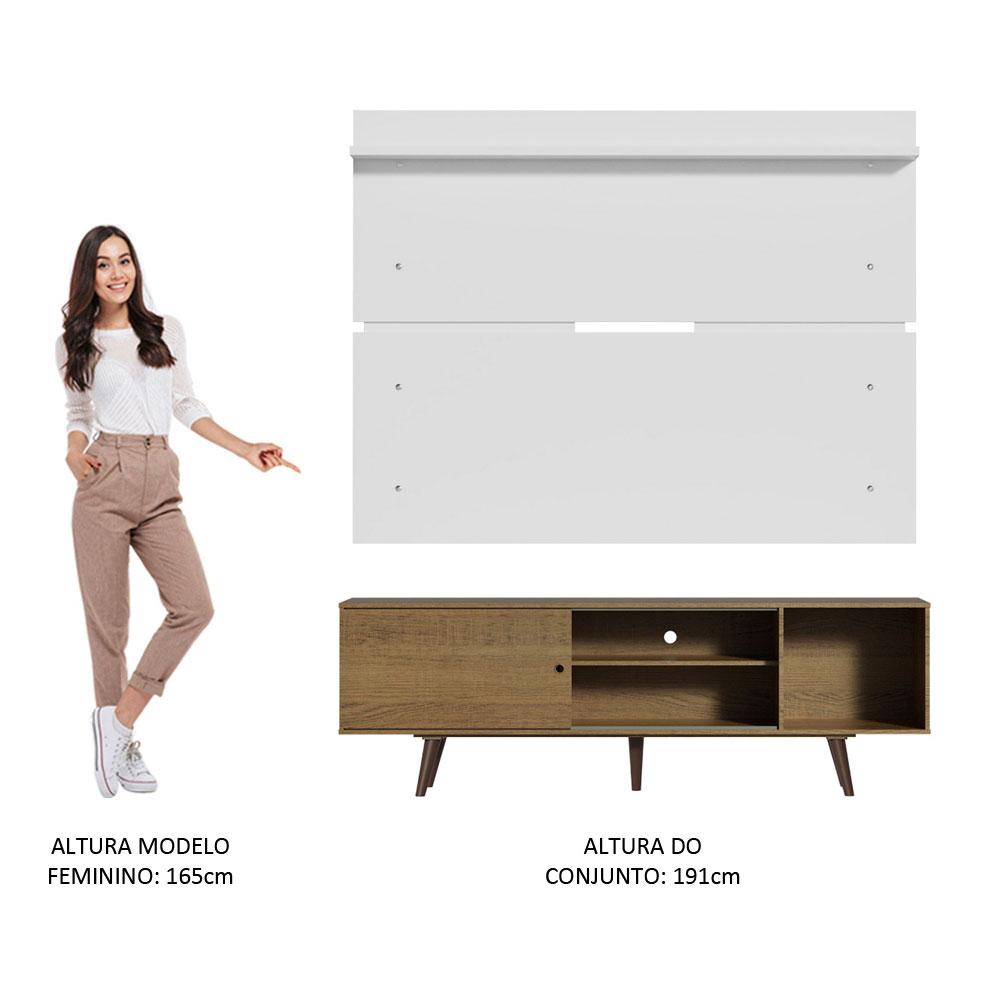 Rack Madesa Dubai e Painel para TV até 65 Polegadas com Pés - Rustic/Branco 5Z9B