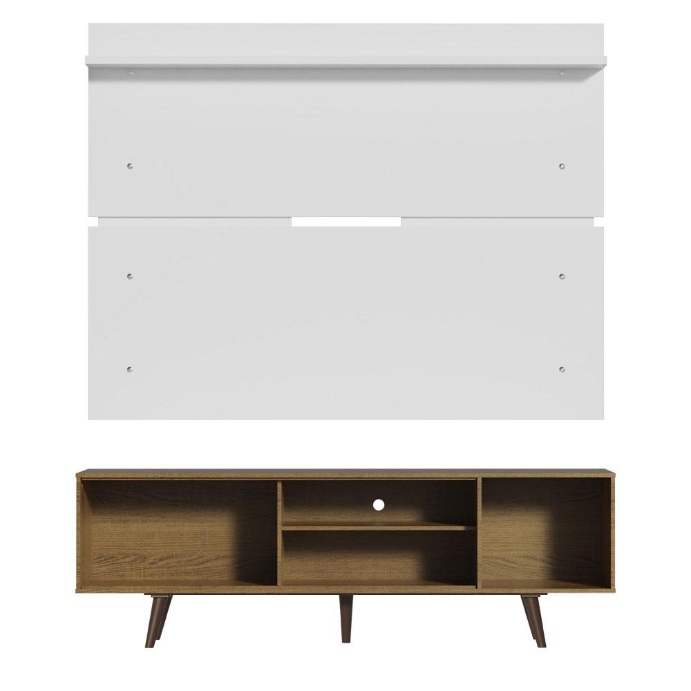 Rack Madesa Dubai e Painel para TV até 65 Polegadas com Pés - Rustic/Branco 5Z9B