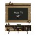 Rack Madesa Dubai e Painel para TV até 65 Polegadas com Pés - Rustic/Preto 7K5Z