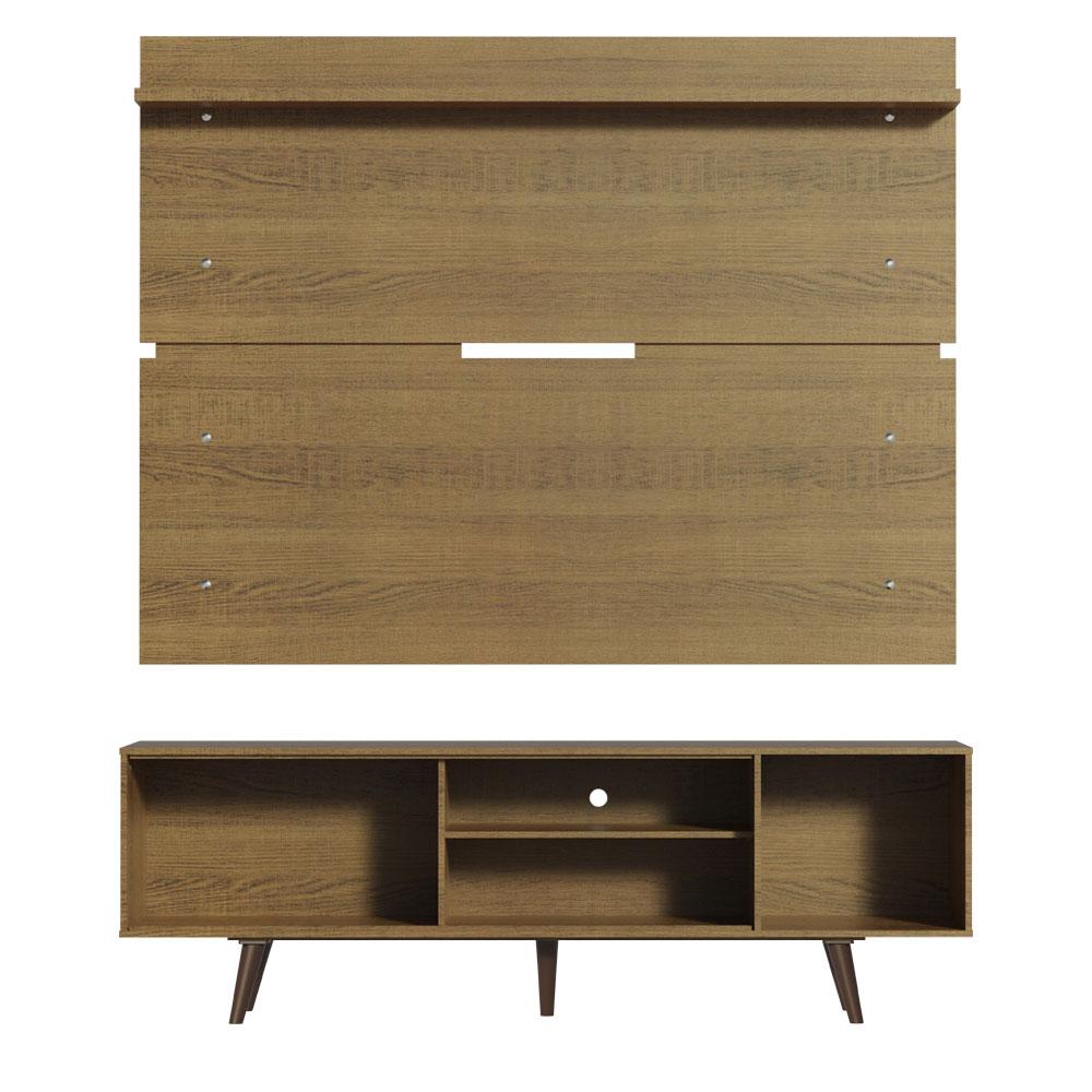 Rack Madesa Dubai e Painel para TV até 65 Polegadas com Pés - Rustic/Preto 7K5Z