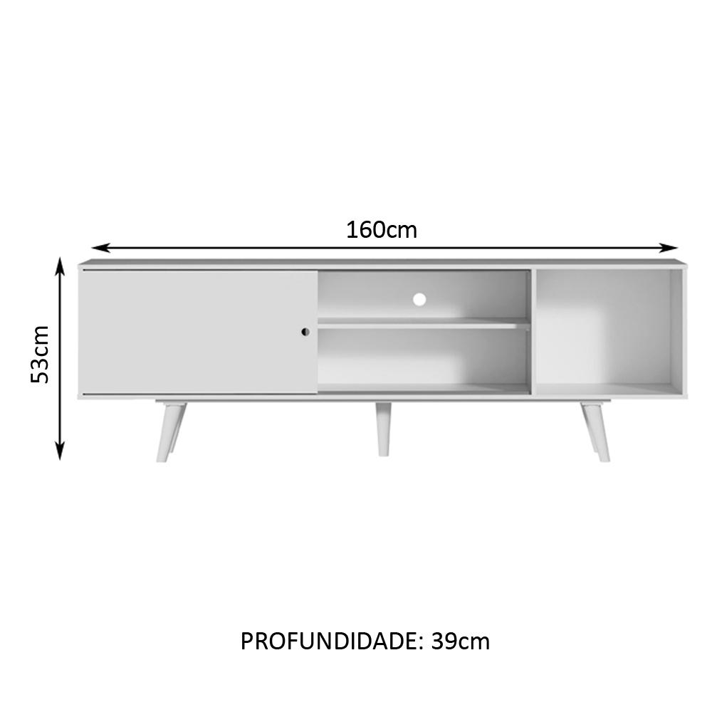 Rack Madesa Dubai para TV até 65 Polegadas com Pés - Branco