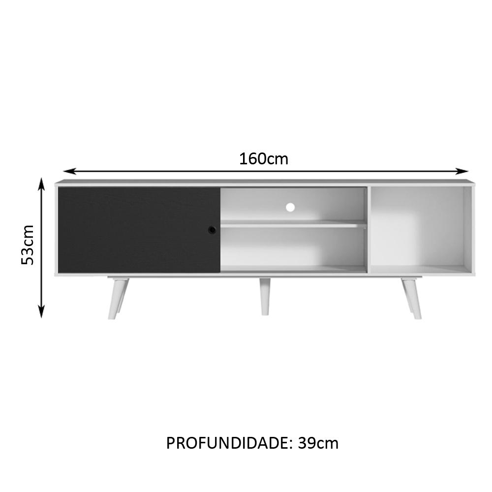 Rack Madesa Dubai para TV até 65 Polegadas com Pés - Branco/Preto/Branco