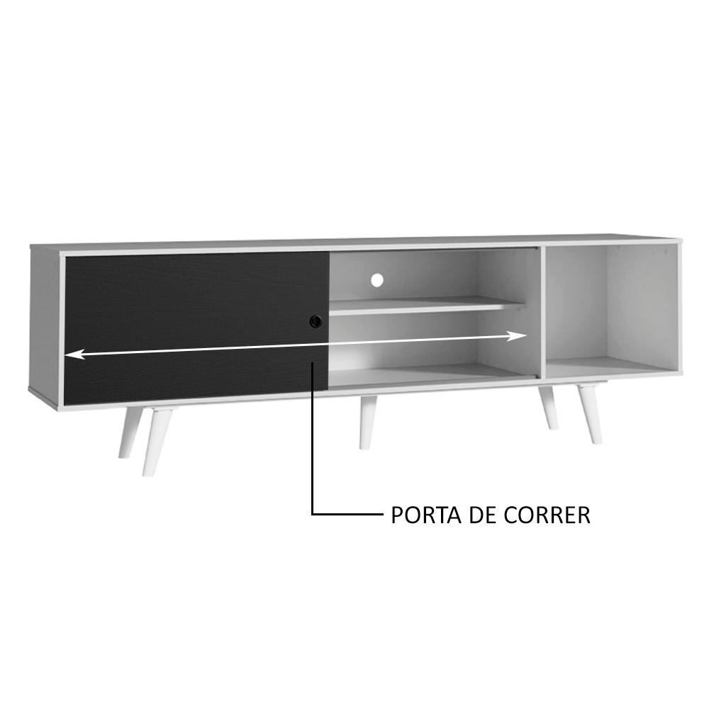 Rack Madesa Dubai para TV até 65 Polegadas com Pés - Branco/Preto/Branco