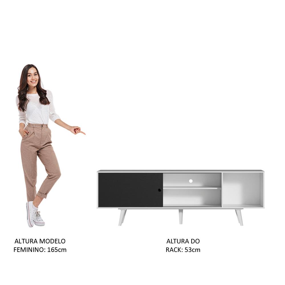 Rack Madesa Dubai para TV até 65 Polegadas com Pés - Branco/Preto/Branco