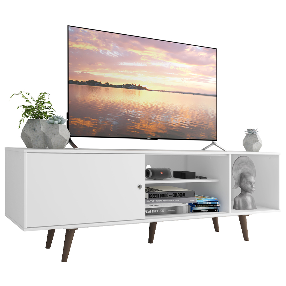 Rack Madesa Dubai para TV até 65 Polegadas com Pés - Branco/Rustic