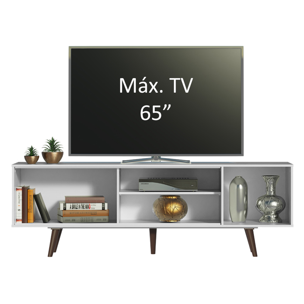 Rack Madesa Dubai para TV até 65 Polegadas com Pés - Branco/Rustic