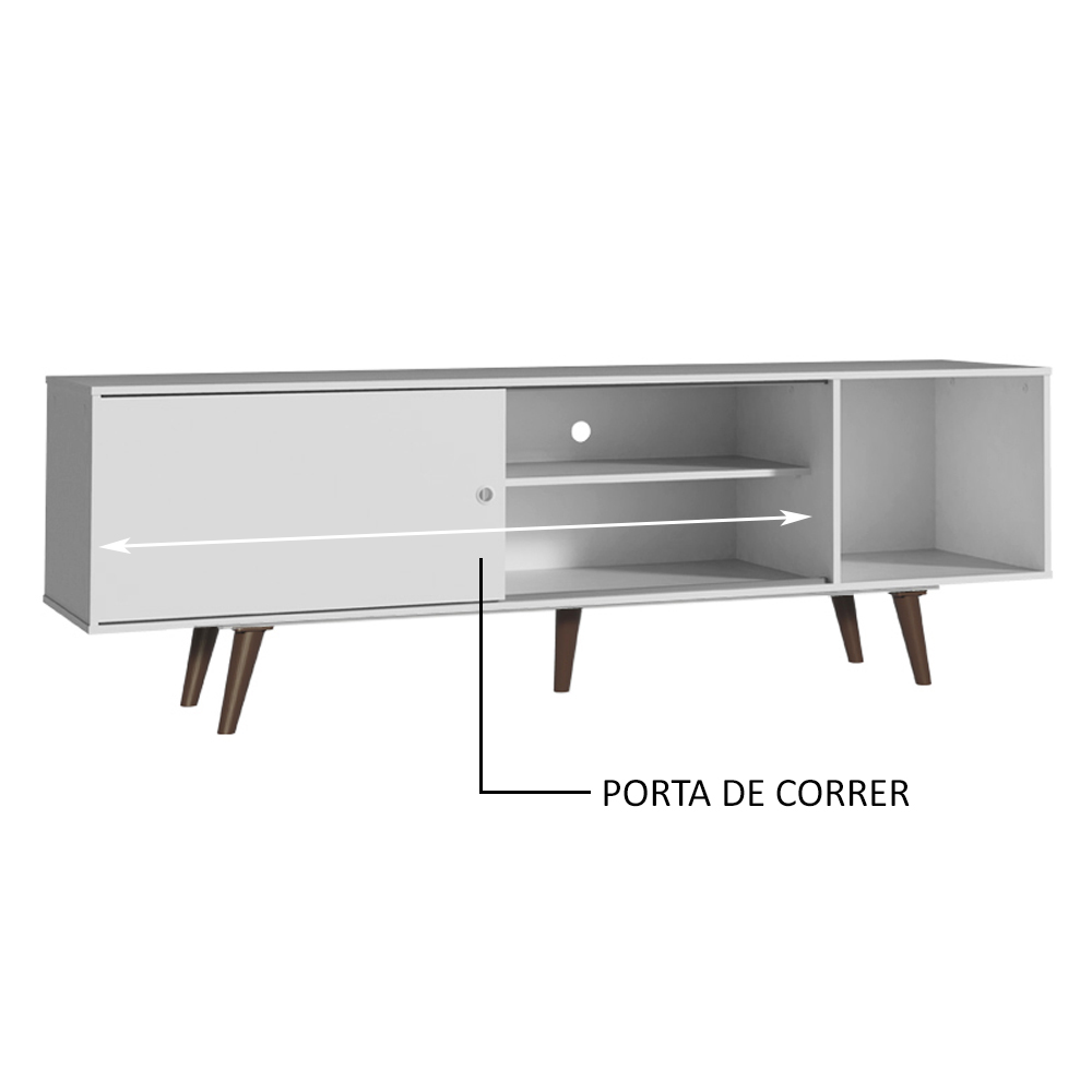Rack Madesa Dubai para TV até 65 Polegadas com Pés - Branco/Rustic