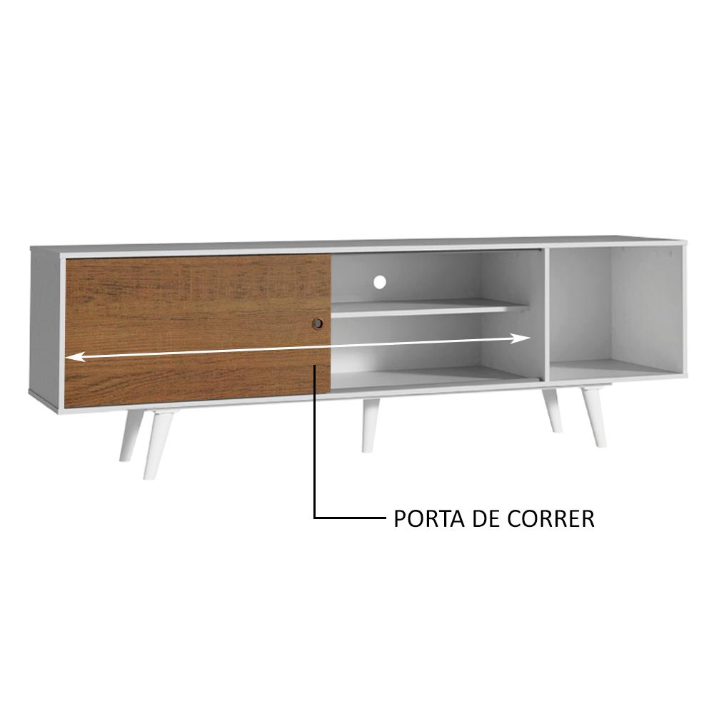 Rack Madesa Dubai para TV até 65 Polegadas com Pés - Branco/Rustic/Branco