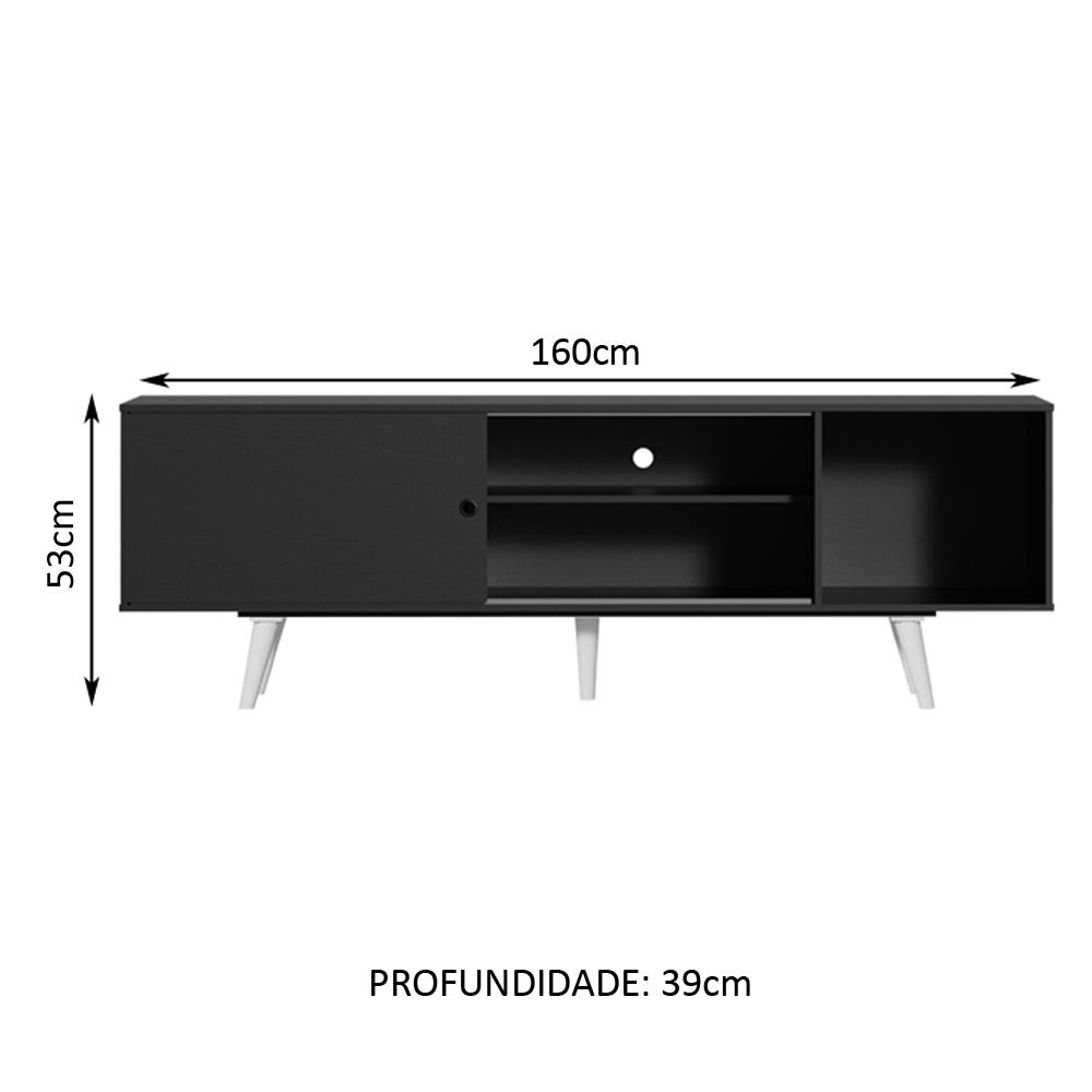 Rack Madesa Dubai para TV até 65 Polegadas com Pés - Preto/Branco