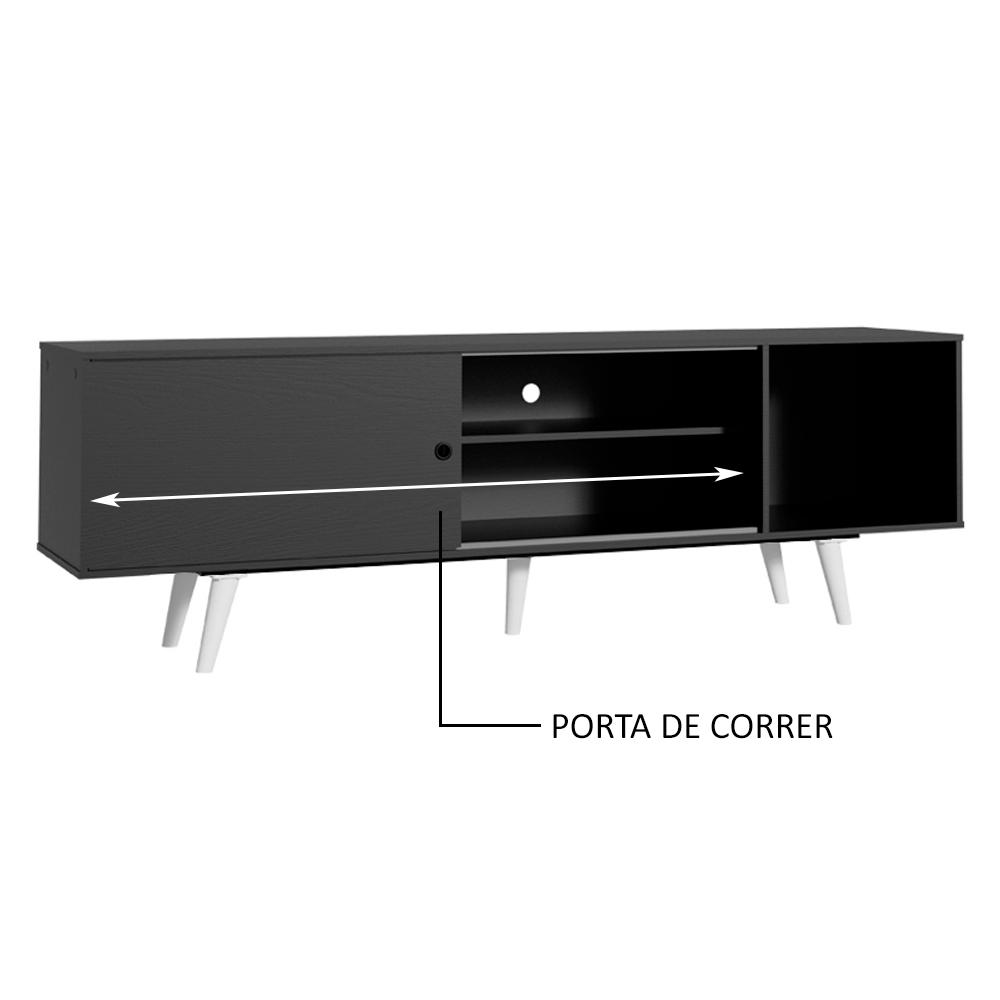 Rack Madesa Dubai para TV até 65 Polegadas com Pés - Preto/Branco