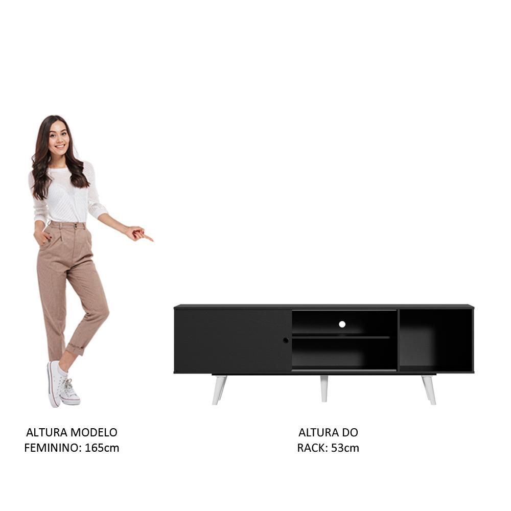 Rack Madesa Dubai para TV até 65 Polegadas com Pés - Preto/Branco