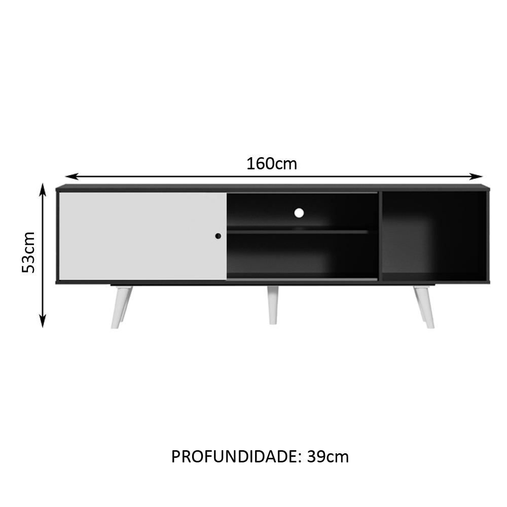 Rack Madesa Dubai para TV até 65 Polegadas com Pés - Preto/Branco/Branco