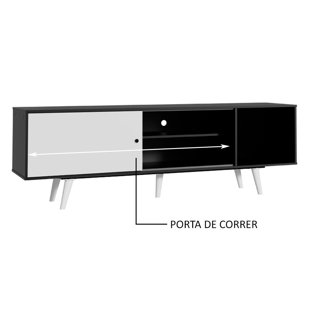 Rack Madesa Dubai para TV até 65 Polegadas com Pés - Preto/Branco/Branco