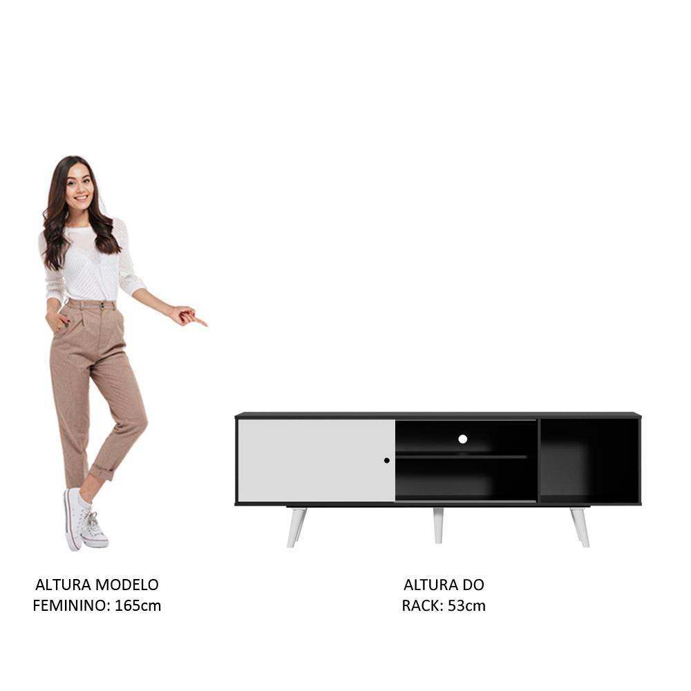 Rack Madesa Dubai para TV até 65 Polegadas com Pés - Preto/Branco/Branco