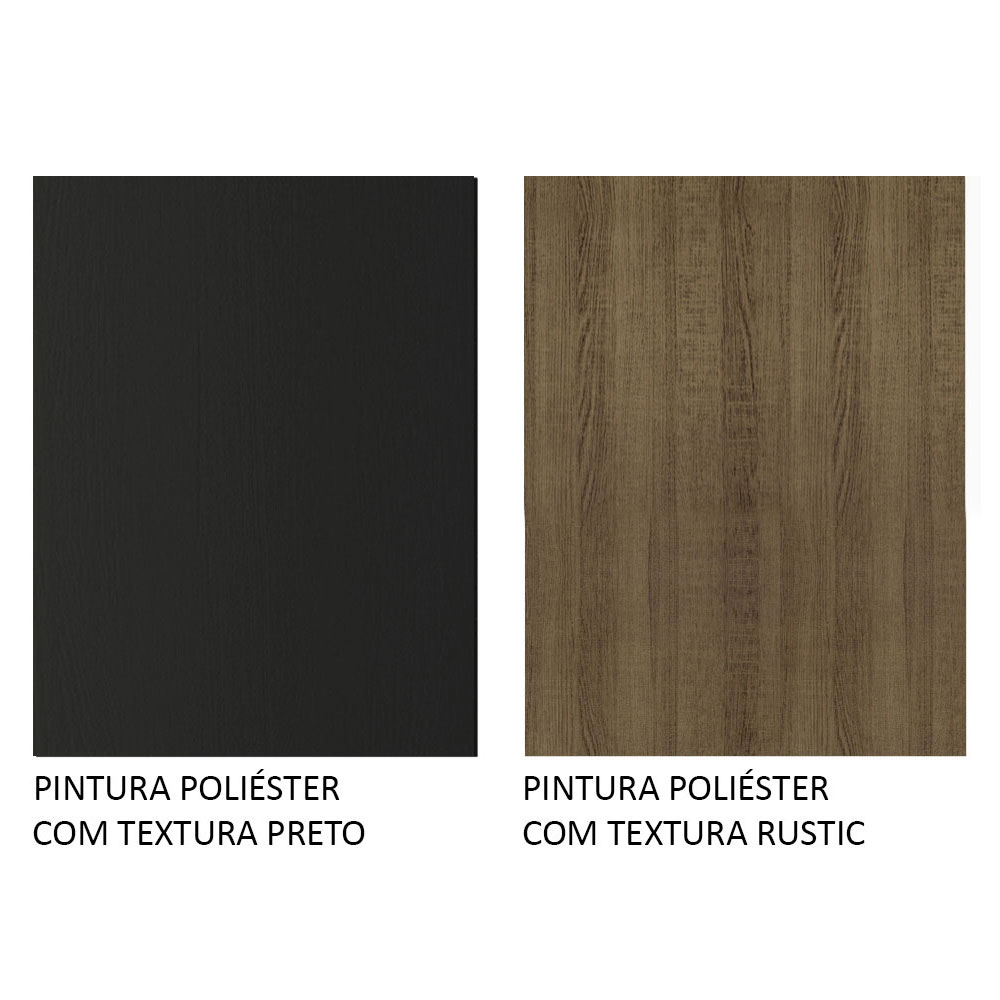 Rack Madesa Dubai para TV até 65 Polegadas com Pés - Preto/Rustic/Rustic