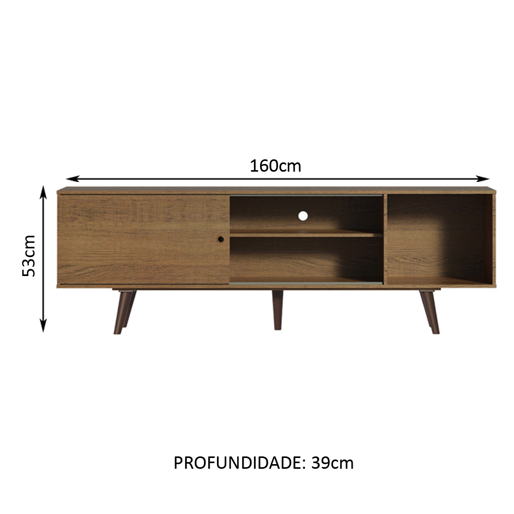 Rack Madesa Dubai para TV até 65 Polegadas com Pés - Rustic